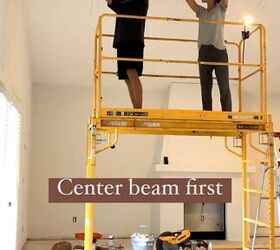 wood beam ceiling, Installing the center beam