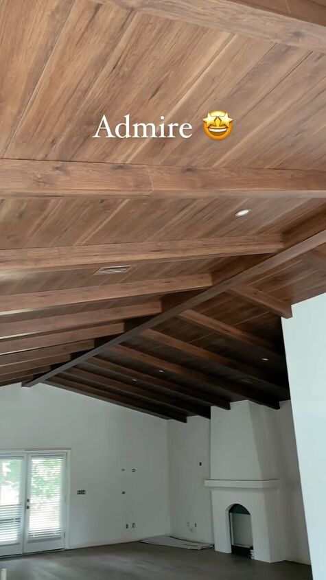 wood beam ceiling, DIY wood beam ceiling