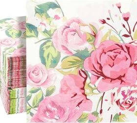 diy decoracin de san valentn, Paquete de 150 servilletas de papel con flores rosas