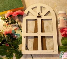 cmo hacer un hermoso arco primaveral para decorar la ventana, Materiales flores pegatinas y pintura