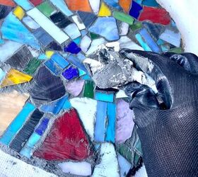 corazn de mosaico de jardn con recortes de vidrio, Limpiar