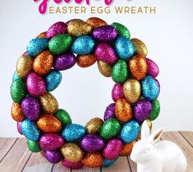 corona de huevos de pascua con purpurina, Guirnalda de huevos de Pascua de bricolaje con purpurina