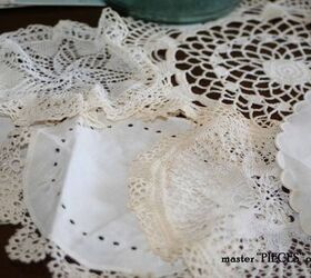 obra de arte enmarcada doily diy, blondas vintage