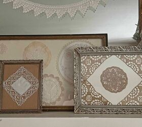 obra de arte enmarcada doily diy, obra de arte enmarcada