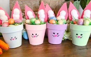 Coelhinhos da Páscoa DIY em vasos de papel machê