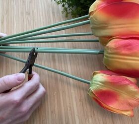 She turns 4 bunches of fake tulips into a gorgeous front door idea in minutes