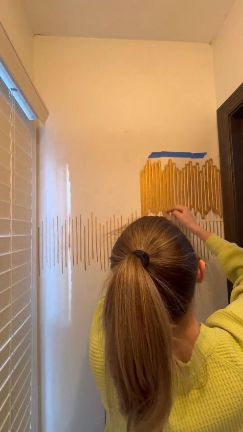 water closet makeover, Applying gold Rub n Buff with a stencil