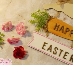 personaliza tu letrero de pascua de dollar tree, Flores artificiales cortadas y cartel de Pascua