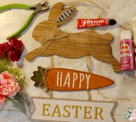 personaliza tu letrero de pascua de dollar tree, Flores artificiales cortador de flores y cartel de Pascua