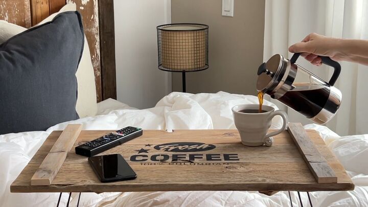 Enjoy breakfast in bed with your own rustic bed tray