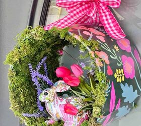 diy cesta de primavera para la puerta de entrada con flores secas, Sonota Home Design