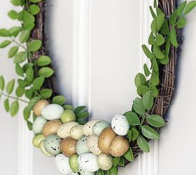 diy cesta de primavera para la puerta de entrada con flores secas, Live Laugh Rowe