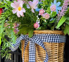 diy cesta de primavera para la puerta de entrada con flores secas, Thistle Key Lane