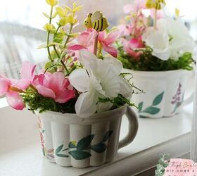 cmo transformar copas de helado arreglos florales primaverales con tazas de t, Dise o floral en taza de t de imitaci n