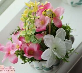 cmo transformar copas de helado arreglos florales primaverales con tazas de t, Expositor floral