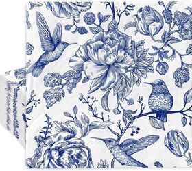 concha de ostra, AnyDesign 80 Servilletas de Papel Florales Azules Vintage