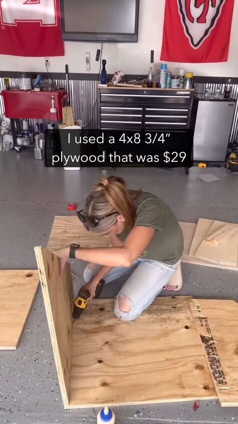 diy lumber storage, Measuring and cutting plywood