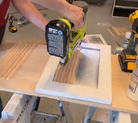 diy bench, Adding dowels to the cabinet doors