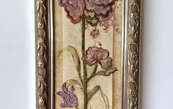 Framed Embroidered Florals From Shower Curtain Fabric