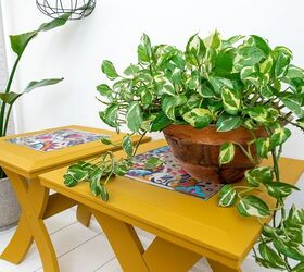 vibrant yellow side tables makeover cmo aadir transferencias al espejo