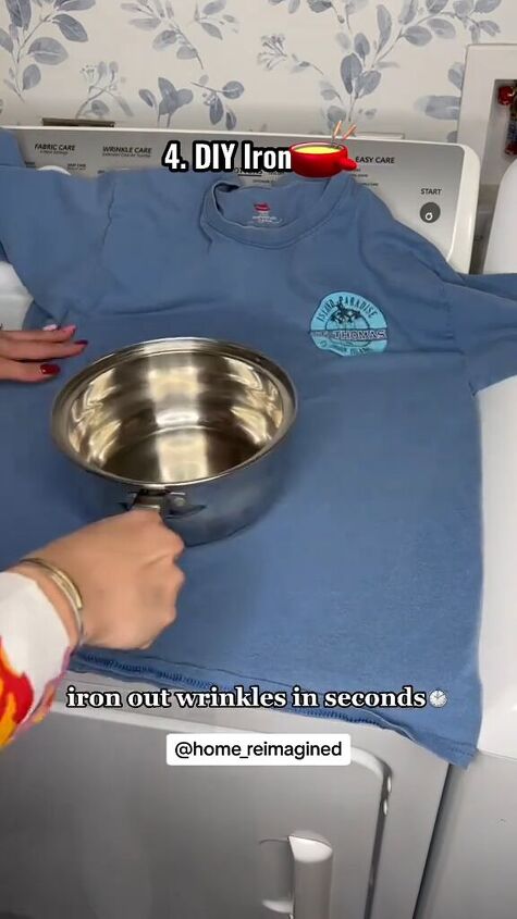 laundry hacks, Placing a hot saucepan on a t shirt