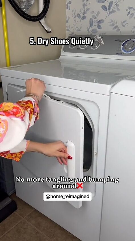laundry hacks, Pulling the laces through the dryer door