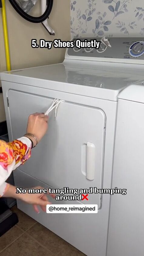 laundry hacks, Laces outside the dryer door