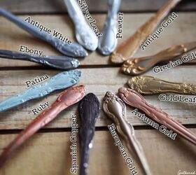 Rub 'n Buff colors on spoon handles by blogger Gathered In The Kitchen