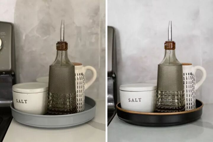 Lazy Susan makeover before and after by Lauren Jamison | DIY + Design