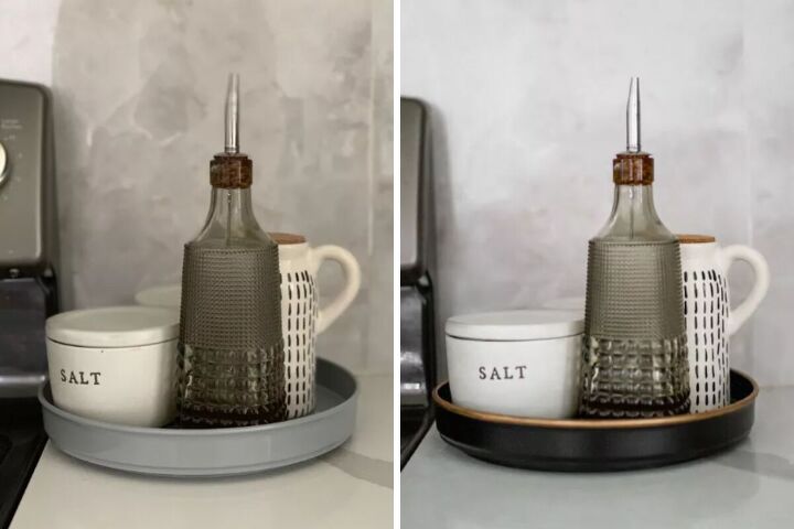 Lazy Susan makeover before and after by Lauren Jamison | DIY + Design