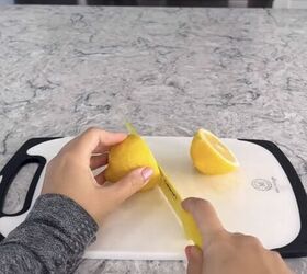 Cutting a lemon in half