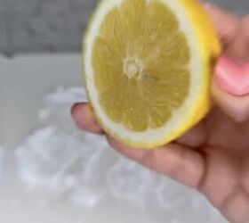 Using the lemon as a scrubber