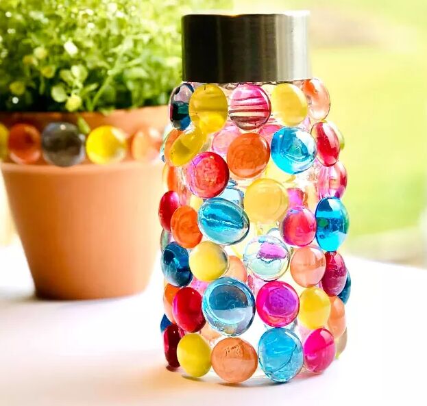11 glass gem crafts diy decor ideas for your home, Solar lantern by My Sweet Home