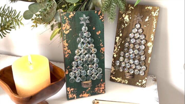 11 glass gem crafts diy decor ideas for your home, Glass gem Christmas trees by Holly Grace