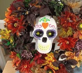 Sugar skull Halloween wreath by Kimberley's Joy 