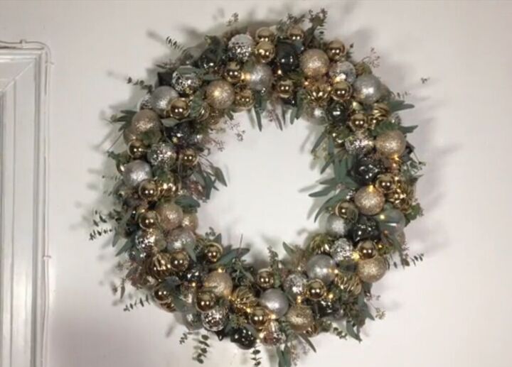 Silver and gold ornament wreath by Amanda C