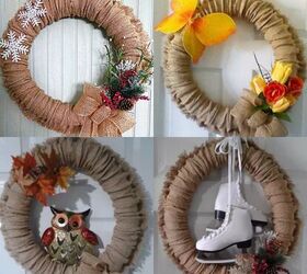 Four-season burlap wreath by Skilled Thrifty Creatives