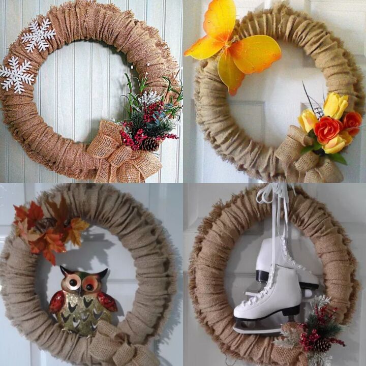 Four-season burlap wreath by Skilled Thrifty Creatives