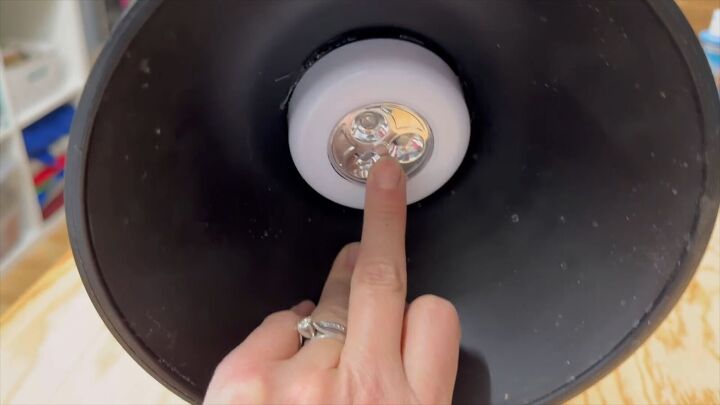 DIY battery-operated puck light sconce