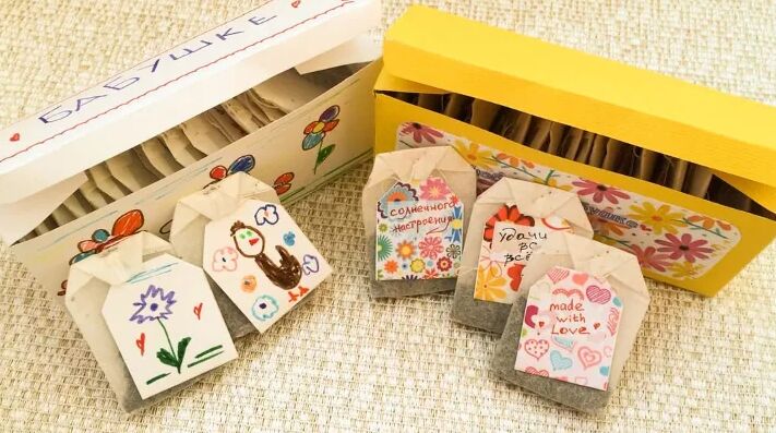 DIY tea bag box and decorate tea tags by Irina