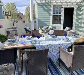 cmo configurar un azul y blanco al aire libre tablescape, C mo decorar una mesa de exterior en azul y blanco
