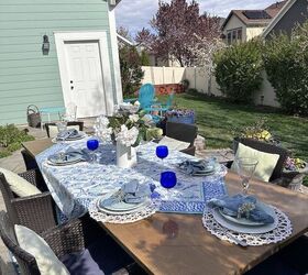cmo configurar un azul y blanco al aire libre tablescape, C mo decorar una mesa de exterior en blanco y azul