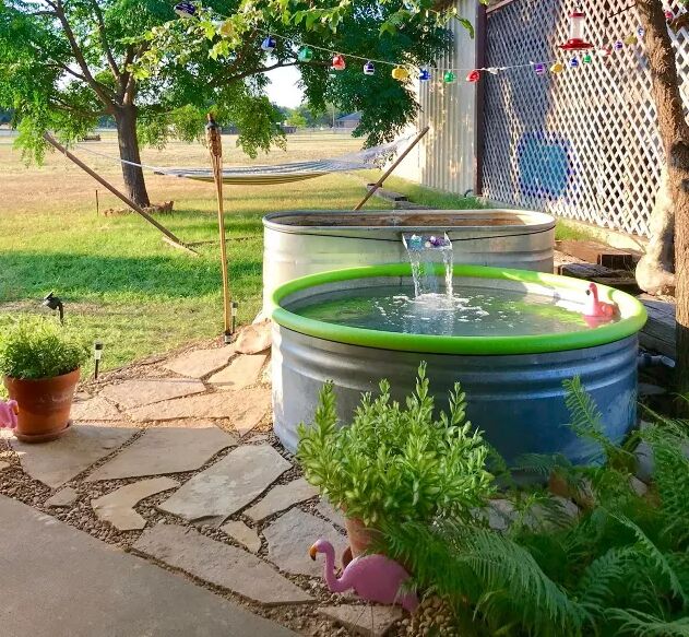 DIY stock tank pool with a pool noodle rim by DeeDee
