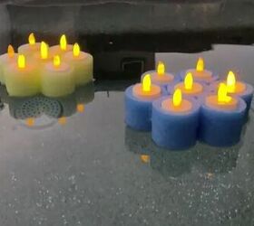 Floating pool noodle candles by Wendy at W M Design House