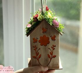 cmo crear una suculenta artificial birdhouse decoracin, Dise o de pajarera con suculentas