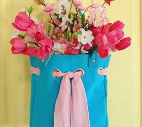 guirnalda de bolsos de verano reciclados fcil y rpida, Guirnalda de flores rosas recicladas de bolso de verano f cil y r pida