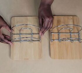 Secure the napkin holder to the bamboo cutting board