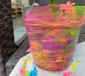 A colorful pot complements your painted plant