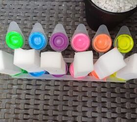 Luminous acrylic paints with magic eraser sticks dipped in