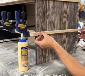 ikea malm dresser hack, Attaching the wood trim with wood glue